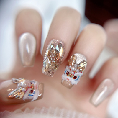 猫眼追光镶钻醒狮穿戴甲