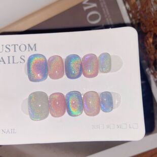 多巴胺晚霞春日梦幻彩色成品甲片显白甜美美甲气质小众假指甲贴