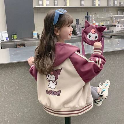 女童外套春秋2025新款洋气女孩上衣儿童秋装库洛米棒球潮