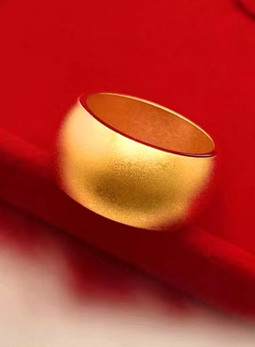 2025款男女同款复古素面宽面戒指镀沙金个性夸张喷砂工艺霸气指环