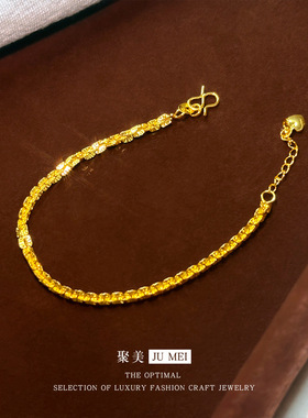 轻奢vitage设计感小众爆闪十字车花片女款手链 沙金手饰货源2026