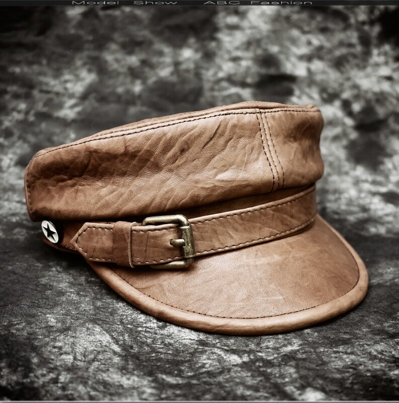 男女歌手画家古着复古真皮帽子男女士蒸汽朋克机车牛皮女海军帽子在类目 服饰配件/皮带/帽子/围巾, 帽子中 - 来自Buy2taobao.com提供专业的淘宝代购服务