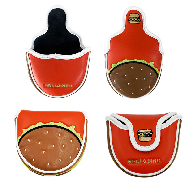 新款高尔夫推杆套可爱大半圆球杆套汉堡造型PU防水球磁吸杆保护套