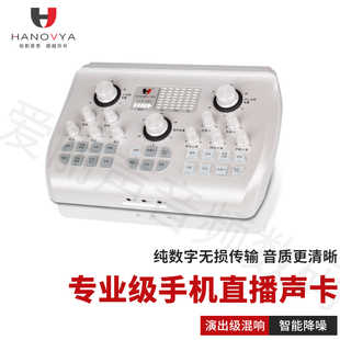 【白色定制版】汉诺威亚声卡直播唱歌手机专用麦克风套装全套电脑