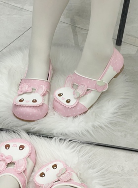 全款预约  甜心熊原创Lolita室内鞋可爱卡通魔术贴圆头软底公主鞋