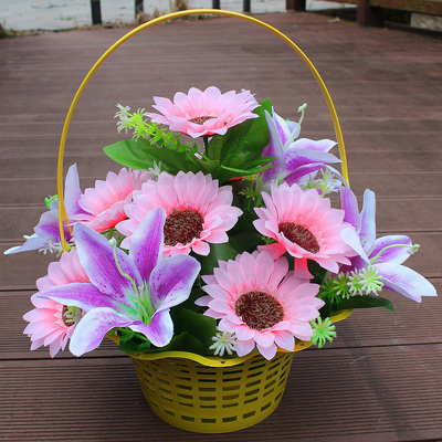 绢花向日葵花篮清明节扫墓祭祖花