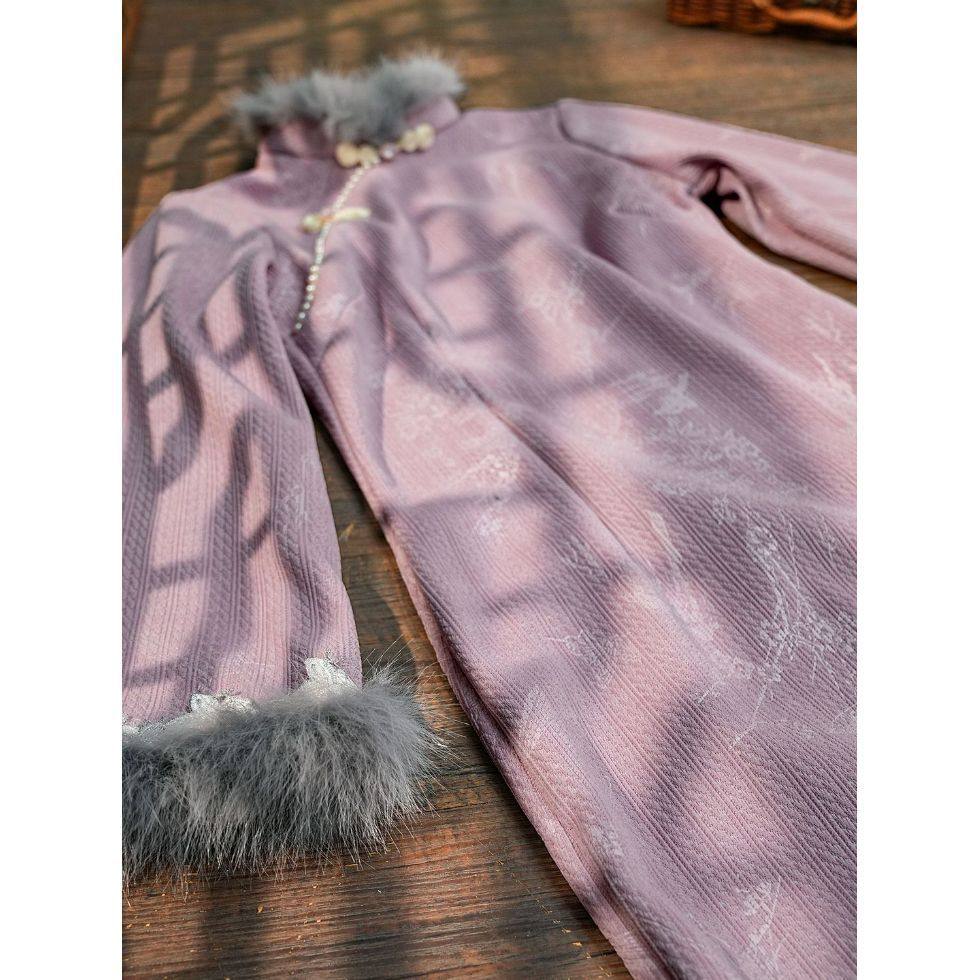 微笑向暖 绝美新中式改良旗袍 2025新款长袖秋冬款日常可穿连衣裙