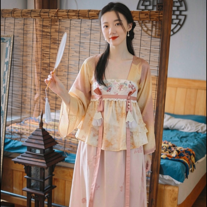 微笑向暖  改良国风汉元素少女感连衣裙 假两件设计款日常方便