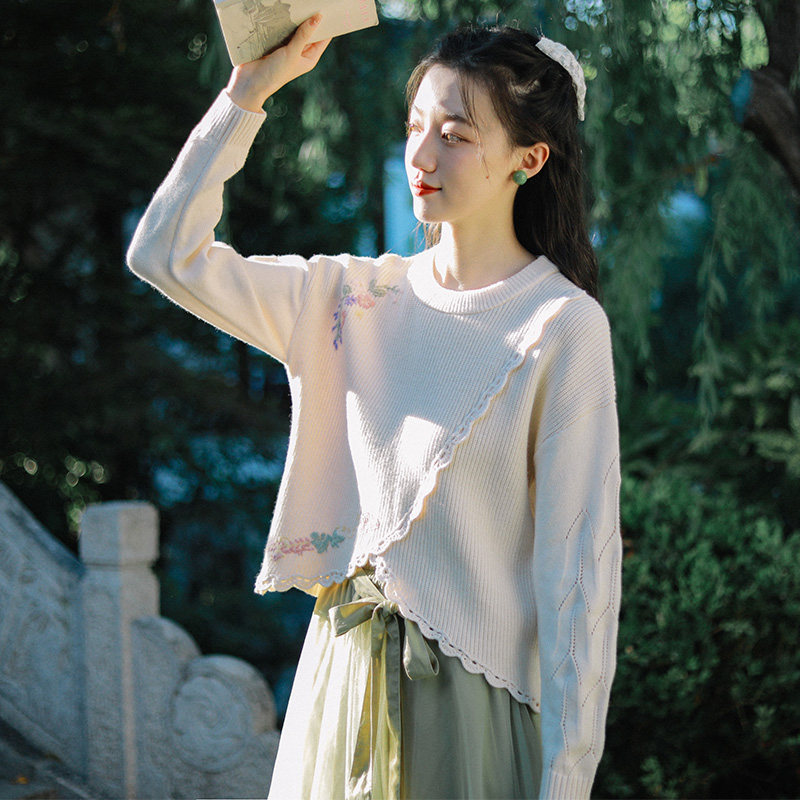 微笑向暖国风内搭针织毛衣女2026新款小众设计针织上衣小个子穿搭图片