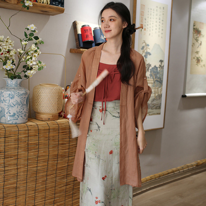 朱颜浅  新中式复古改良日常通勤汉元素套装新国风开衫吊带加半裙,女装/女士精品,时尚套装,淘宝优惠券,粉丝福利购,淘宝优惠卷