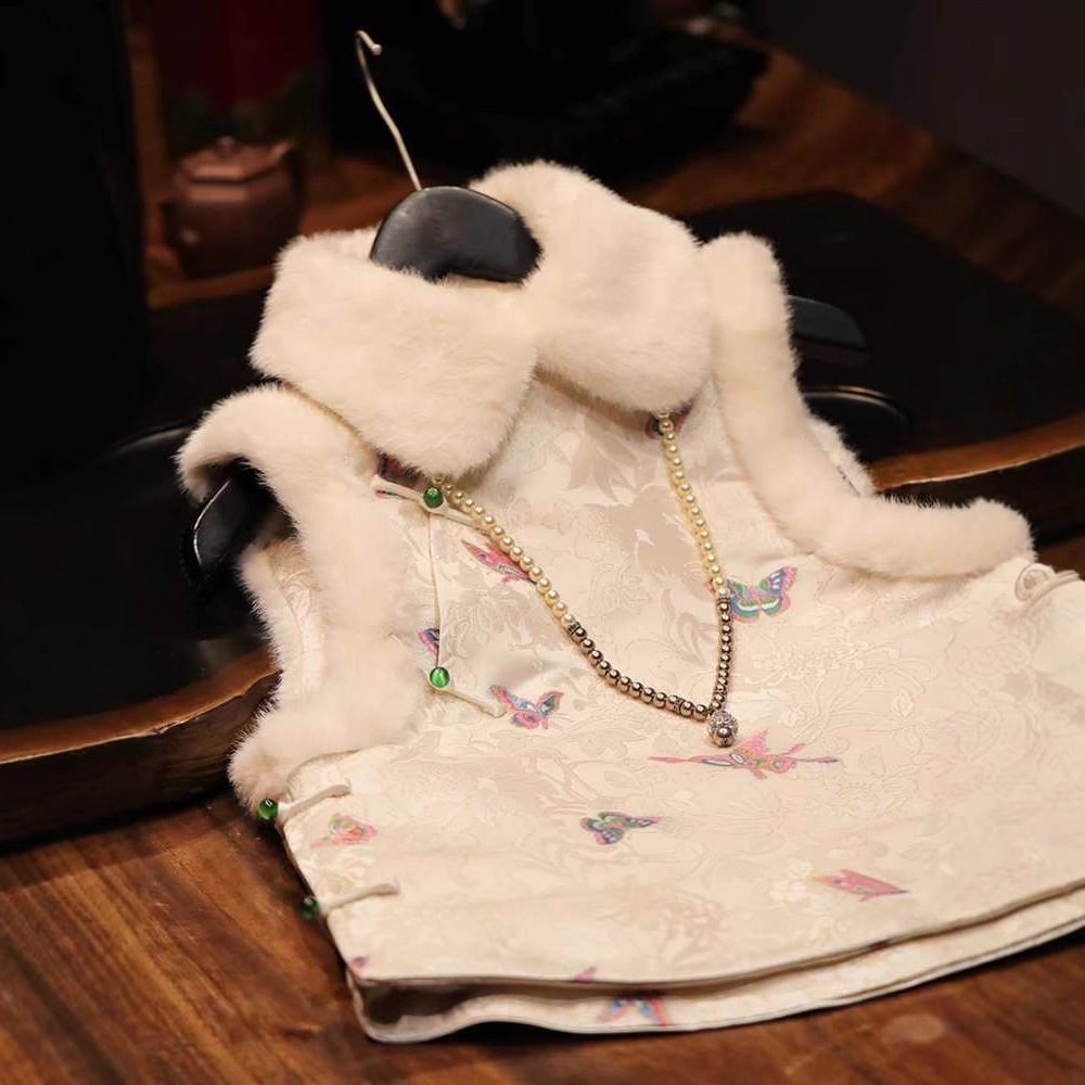 微笑向暖 新中式旗袍马甲秋冬唐装中国风外搭改良过年新年服冬款