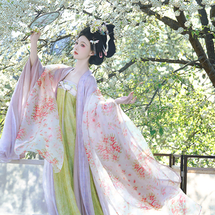 云间春信初潋月汉服复原唐制唐三彩印花仿妆花齐胸襦裙大袖衫披帛