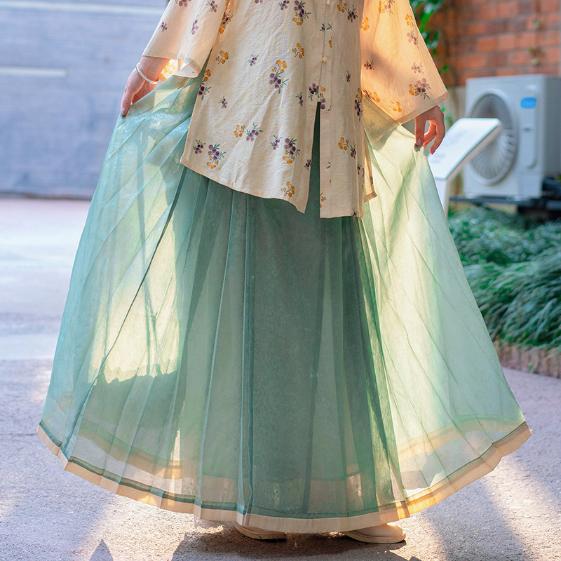 初潋月汉服夏款明制多色暗纹纱微梯异色贴边梯形马面裙平价日常款,女装/女士精品,汉服半身裙,淘宝优惠券,粉丝福利购,淘宝优惠卷