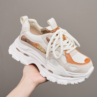 【头层牛皮】老爹鞋女鞋2025春季新款百搭厚底真皮运动休闲鞋