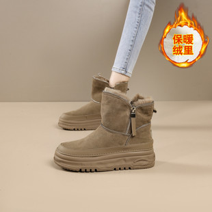 森林公主女鞋断码清仓雪地靴女冬款加绒加厚棉鞋女厚底中筒女靴