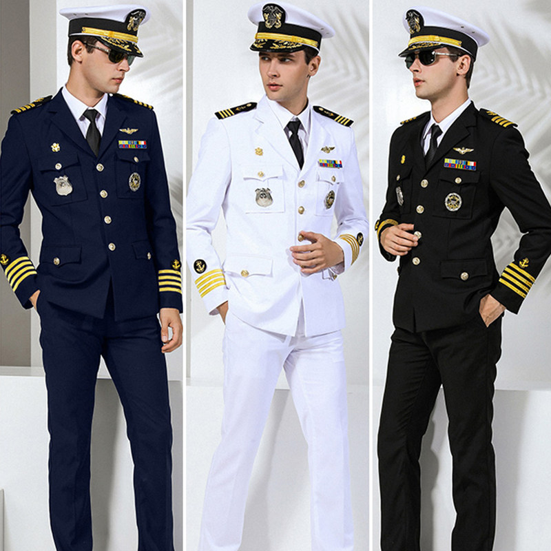 船员制服海员服白色制服外套游艇轮机长服表演服工作服西装套装男