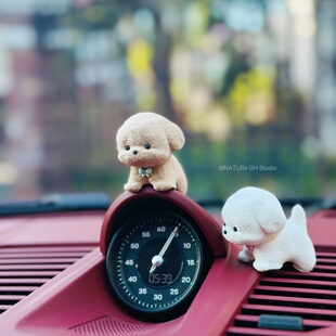 原创比熊泰迪 饰汽车帕拉梅拉卡宴 保时捷911问界nomi摆件仪表盘装