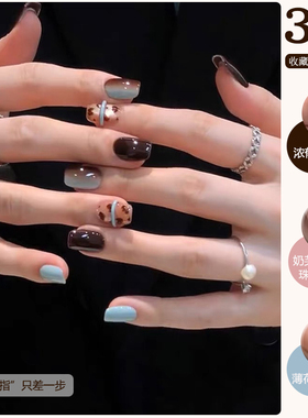 焦糖棕色指甲油胶2025年新款冬流行豹纹琥珀金光猫眼蓝色显白美甲