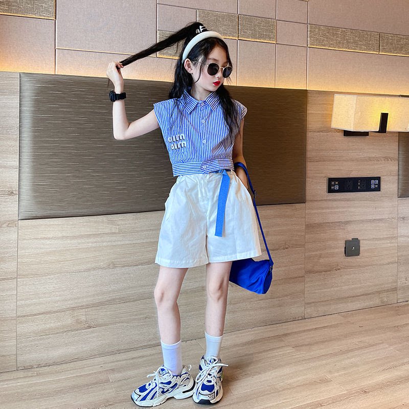 女童夏季学院风套装新款韩版中大童女孩洋气时髦运动休闲两件套潮