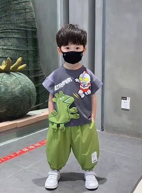 男童夏装套装2新款童装4宝宝夏季短袖6男孩亮灯奥特曼衣服儿童7岁