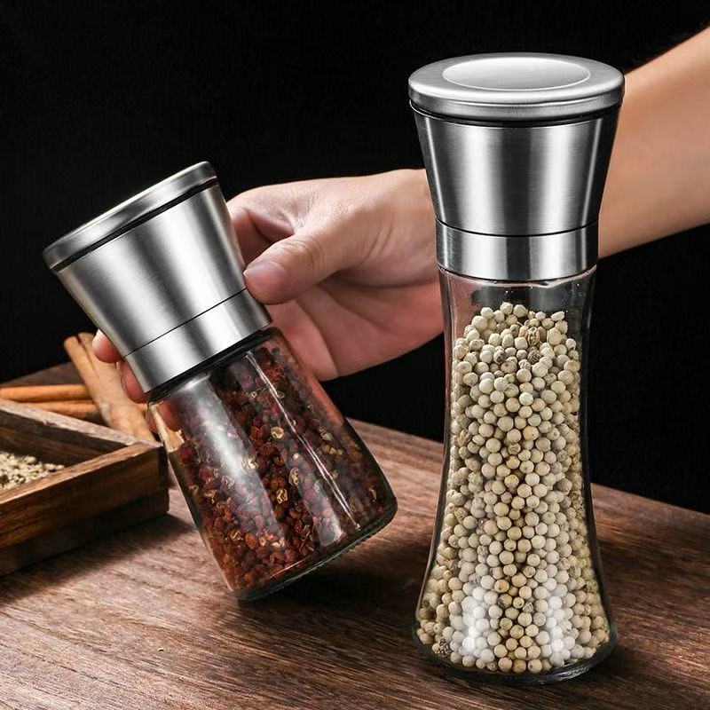 胡椒研磨器手动不锈钢黑白胡椒粉粒家用花椒海盐椒盐研磨瓶
