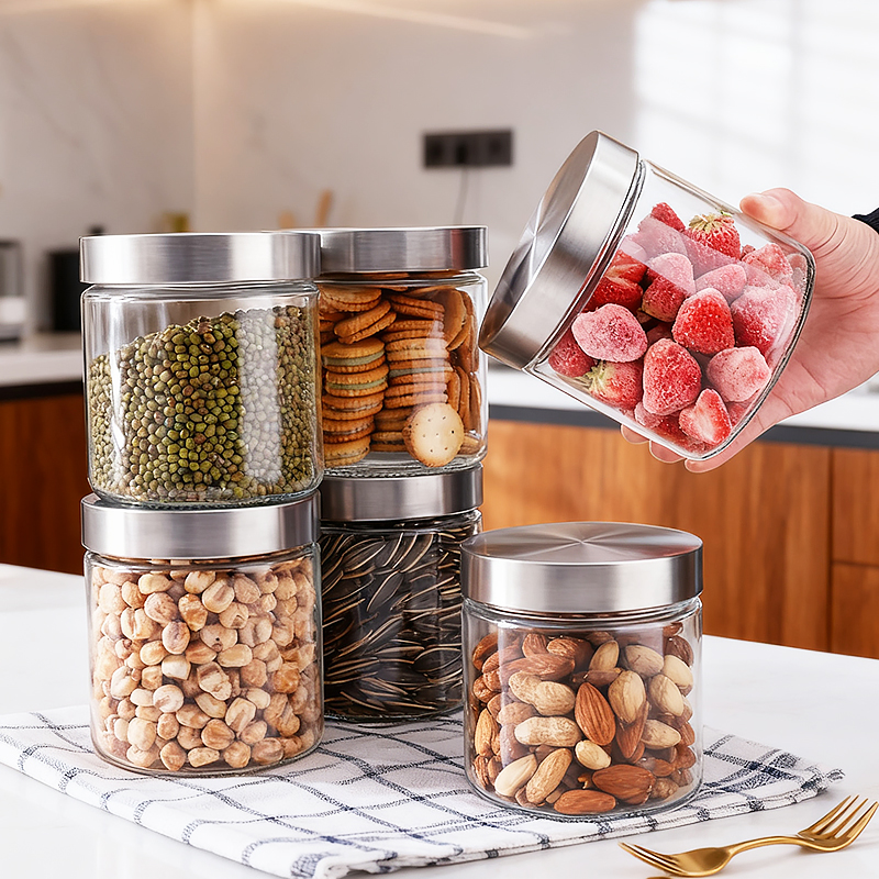 玻璃密封罐零食茶叶储物罐透明五谷杂粮干货厨房收纳食品级罐子