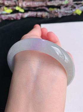 5月新品 鸿玉翡翠56圈口冰糯种紫罗兰正圈玉手镯女款正品4H60507