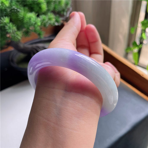 9月新品 鸿玉翡翠58圈口冰种浓妖紫正圈玉手镯女款正品8F70910