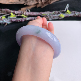 7月新品 鸿玉翡翠58圈口冰糯种紫罗兰正圈玉手镯女款正品4C90723