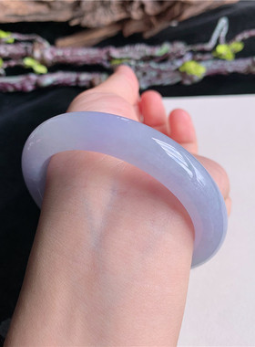 7月新品 鸿玉翡翠55圈口冰糯种紫罗兰正圈玉手镯女款正品42G50630