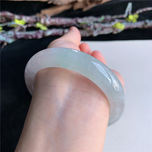 7月新品鸿玉翡翠56圈口冰糯种紫罗兰飘黄翡正圈玉手镯女款9V40702