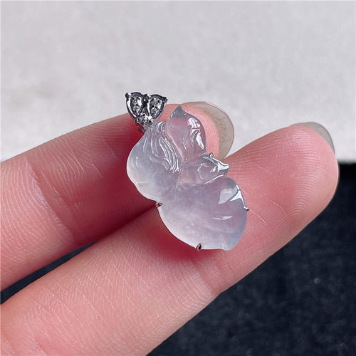 9月新品 鸿玉翡翠18k金镶嵌冰种起光白冰花仙子精美吊坠 G50915