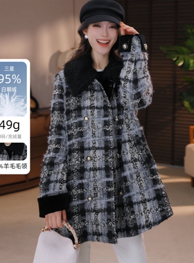 T6小香风羽绒服百分百羊毛毛领三星95白鹅绒服-Z25D358W