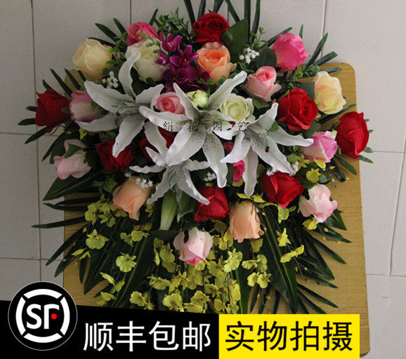 仿真下垂花绢花讲台花签到台绢花永生会议花婚庆假花台花人造花