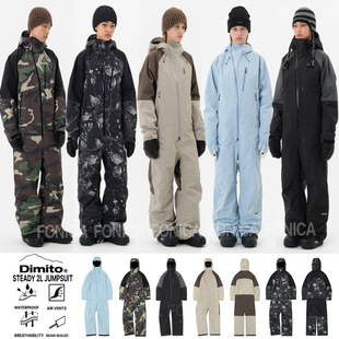 2526DIMITO韩国连体滑雪服男女款防水拉链单板JUMPSUIT双板衣裤3L