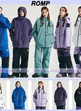 2324ROMP韩国滑雪服衣男女款单板双板防水防风连帽套头紫色白色