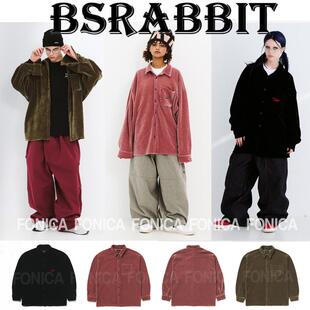 24BSRABBIT韩国卫衣衬衫开衫男女款单板双板翻领粉色黑色姜黄色
