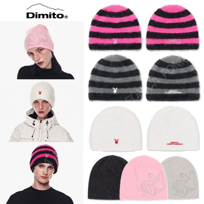 PLAYBOY男女款滑雪针织帽白色毛