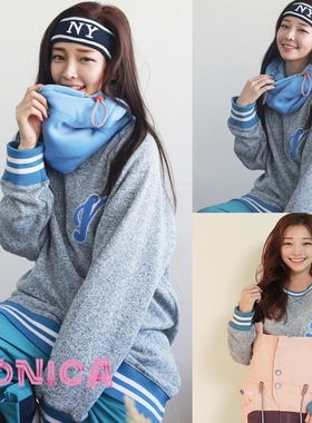 NAPPING韩国滑雪卫衣园领天蓝色保暖加厚绒男女款单双板服裤衣