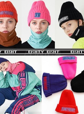 NAPPING88韩国滑雪针织帽子户外运动跑步旅游裤服白粉黑色保暖衣