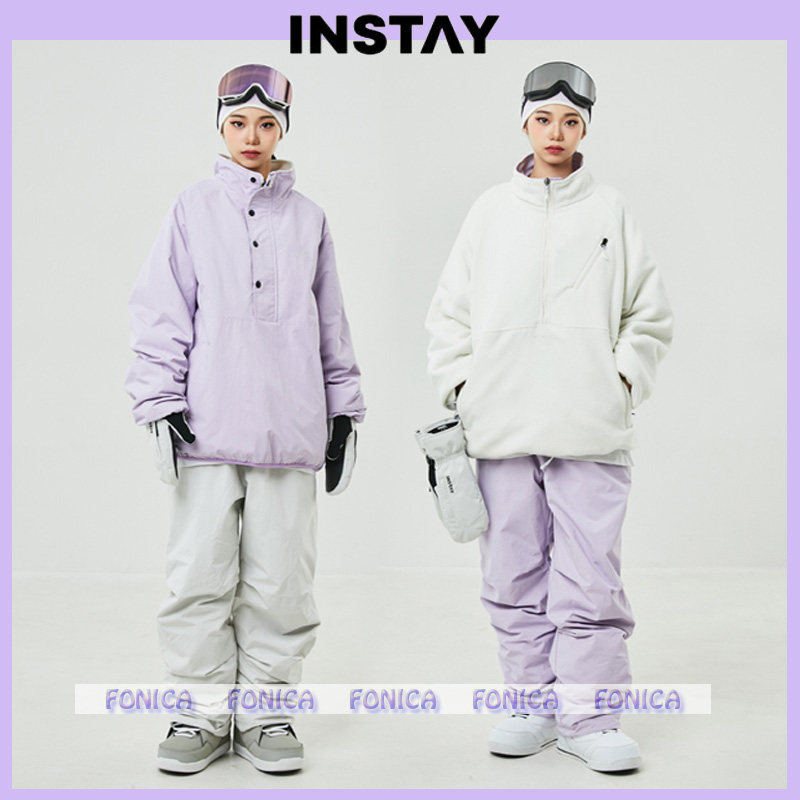 2324INSTAY韩国双面滑雪服男女款双板单板耐磨防水紫色白色套头,户外/登山/野营/旅行用品,滑雪衣,淘宝优惠券,粉丝福利购,淘宝优惠卷