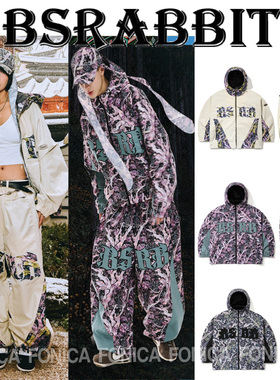 2526BSRABBIT韩国滑雪服防水防风衣男女款单板双板拉链连帽紫色