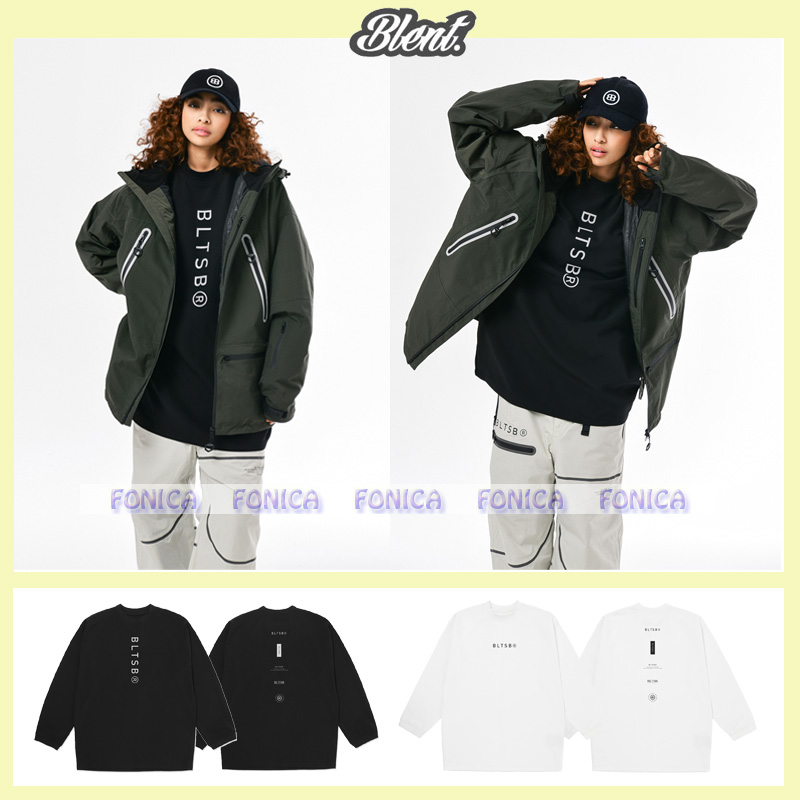 BLENT滑雪卫衣长款圆领套头白色