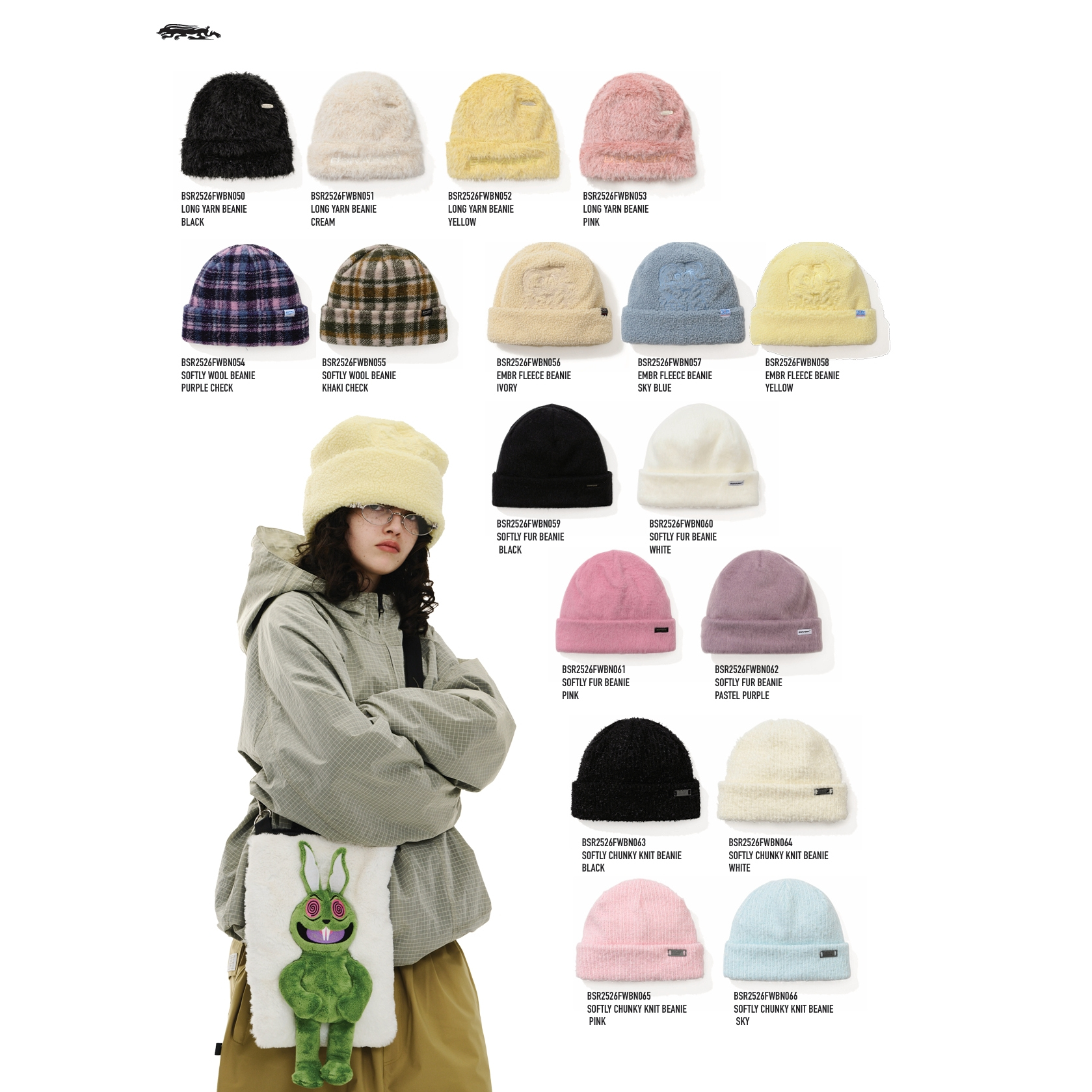 BSRABBIT韩国滑雪帽针织卷边帽子