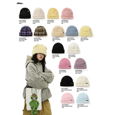 BSRABBIT韩国滑雪帽针织卷边帽子