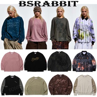 2627BSRABBIT韩国滑雪卫衣长款打底衫男女款圆领翻领套头单板白色