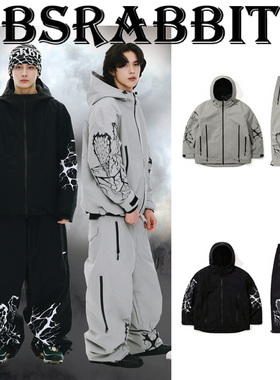 2526BSRABBIT韩国滑雪服男女款单板双板防水连帽开衫套装灰色黑色