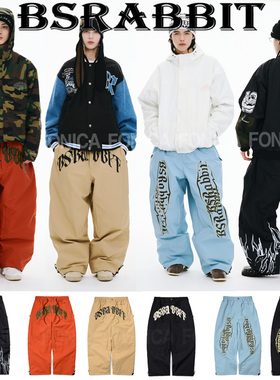 2526BSRABBIT韩国滑雪裤防水休闲宽松肥大男女款单板黑色白卡其色