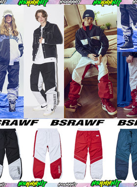 BSRABBIT韩国滑雪裤男女款单双板包细腿缩宽松款红蓝灰色防水