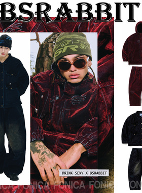 2526BSRABBIT韩国滑雪服衣连帽男女款单板双板拉链牛仔蓝色红色